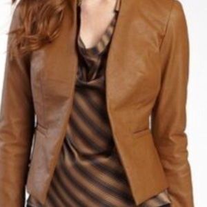 Camel faux leather blazer